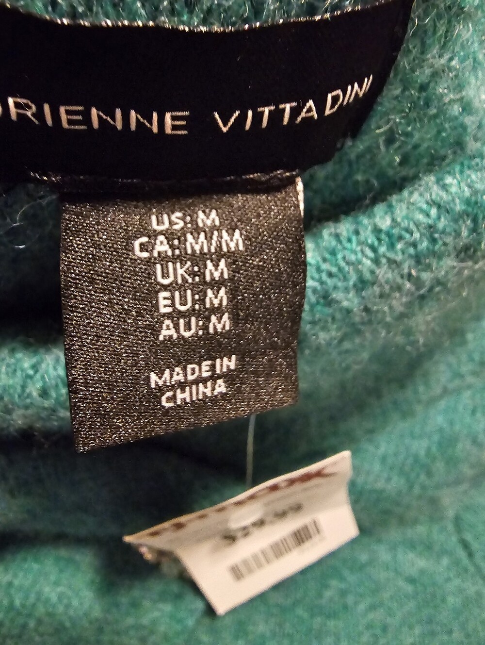 Adrienne Vittadini NWT Teal Draped Cowl Neck Sweater with Brooch Sz M - Picture 6 of 6